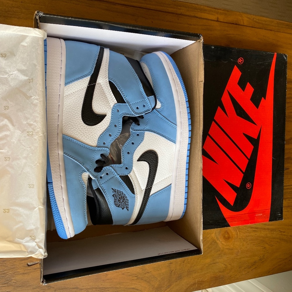 NIKE UNIVERSITY BLUE AIR JORDON HIGH TOPS - BRAND NEW - IN BOX